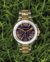 MK Silver and Navy Camille Chronograph Watch